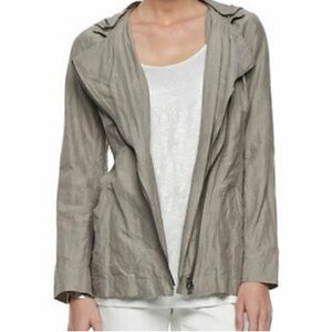 Eileen Fisher Rumpled Cotton Steel Hood Jacket size S